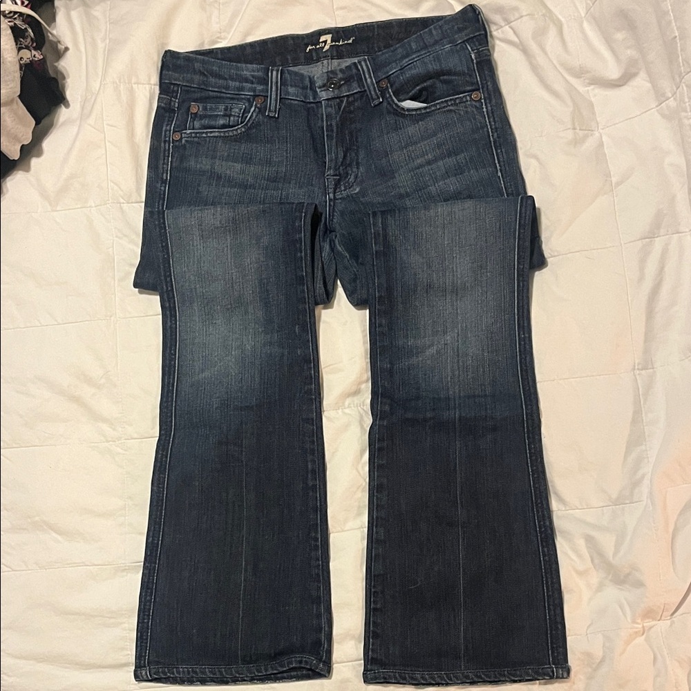 7 For All Mankind Women's Dark Blue Flare Jeans